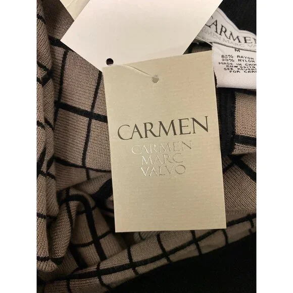 Vintage Y2K Carmen Marc Valvo Womens M Grid Pattern Skirt 80% Rayon 20% Nylon - Picture 9 of 9